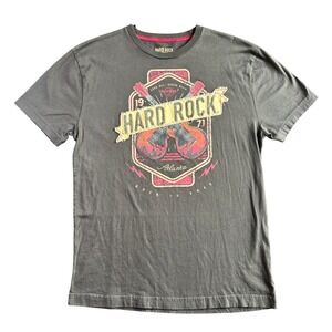 Hard Rock Cafe Atlanta Mens Medium Charcoal Gray Graphic‎ T-Shirt Rock Is Free